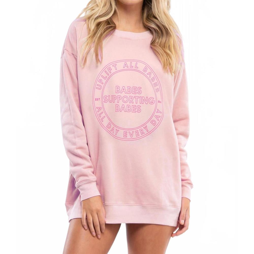 NEW BRUNETTE THE LABEL uplift all babes crewneck sweatshirt in ballet slipper